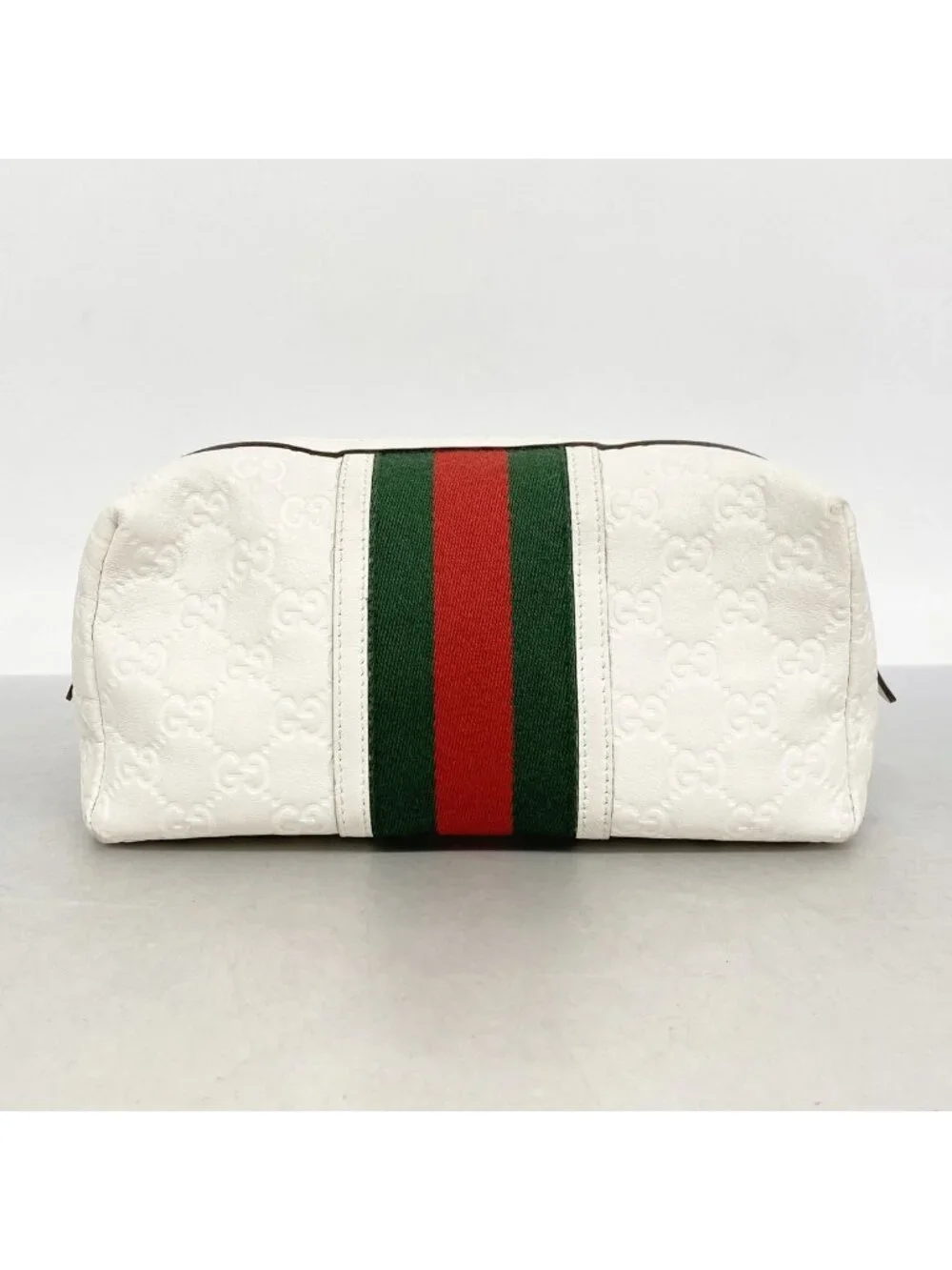 Gucci Pouch Sherry Line Guccissima Leather White Silver